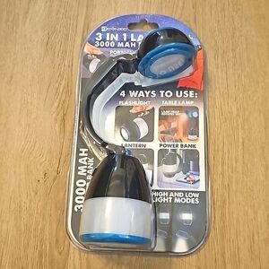 NWOT ACONIC 3 In 1 Lantern + 3000 MAH Power Bank w USB Rechargeable Battery